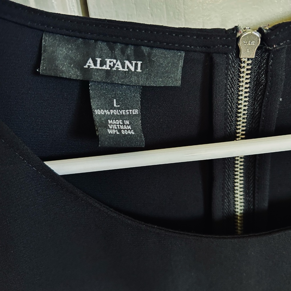 Alfani Flounce Sleeve Blouse Black blouse, size L.